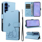 Adorabile custodia per telefono in pelle con motivo a rilievo di gatti., For Galaxy S26 5G, For Galaxy S25 FE 5G