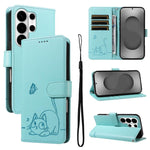 Adorabile custodia per telefono in pelle con motivo a rilievo di gatti., For Galaxy S26 FE 5G, For Galaxy S26+ 5G, For Galaxy S26 Edge 5G, For Galaxy S26 Ultra 5G