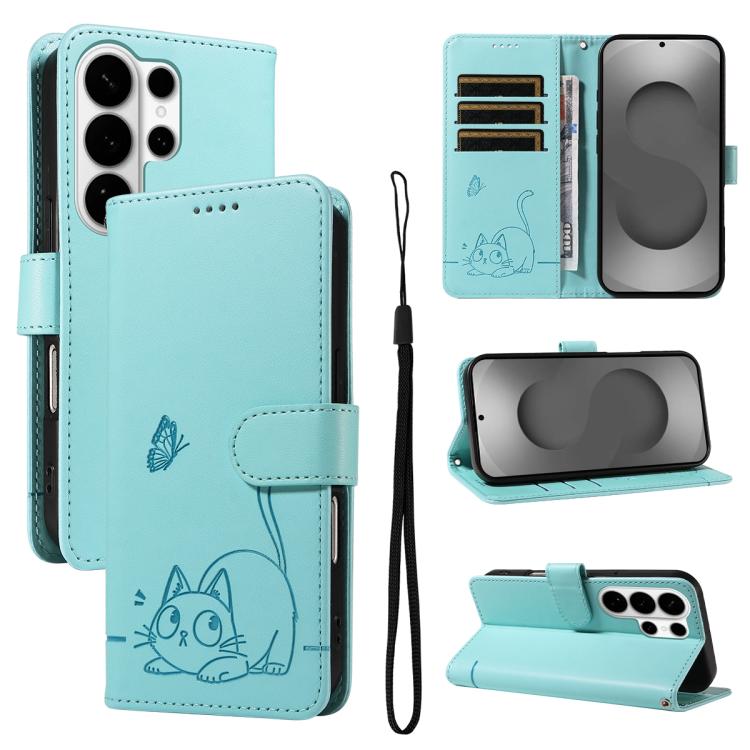 Adorabile custodia per telefono in pelle con motivo a rilievo di gatti., For Galaxy S26 FE 5G, For Galaxy S26+ 5G, For Galaxy S26 Edge 5G, For Galaxy S26 Ultra 5G