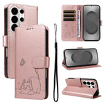 Adorabile custodia per telefono in pelle con motivo a rilievo di gatti., For Galaxy S26 FE 5G, For Galaxy S26+ 5G, For Galaxy S26 Edge 5G, For Galaxy S26 Ultra 5G