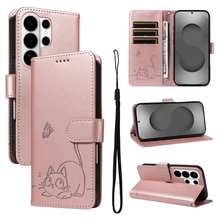 Adorabile custodia per telefono in pelle con motivo a rilievo di gatti., For Galaxy S26 FE 5G, For Galaxy S26+ 5G, For Galaxy S26 Edge 5G, For Galaxy S26 Ultra 5G