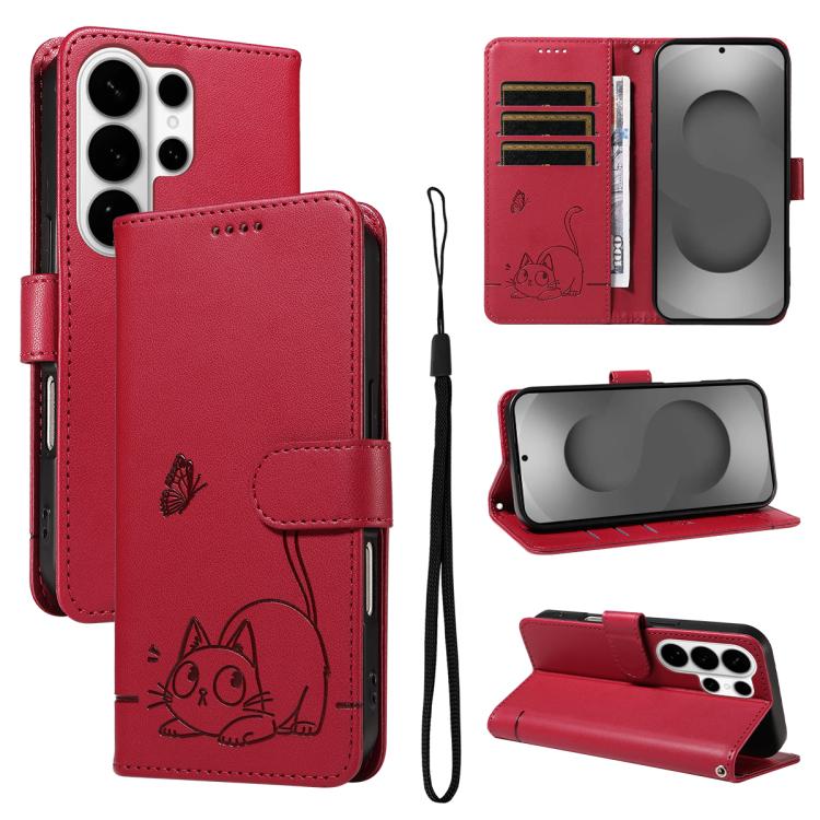 Adorabile custodia per telefono in pelle con motivo a rilievo di gatti., For Galaxy S26 FE 5G, For Galaxy S26+ 5G, For Galaxy S26 Edge 5G, For Galaxy S26 Ultra 5G