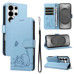 Adorabile custodia per telefono in pelle con motivo a rilievo di gatti., For Galaxy S26 FE 5G, For Galaxy S26+ 5G, For Galaxy S26 Edge 5G, For Galaxy S26 Ultra 5G