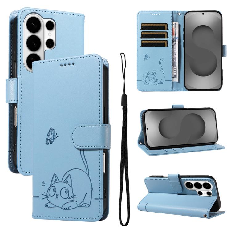 Adorabile custodia per telefono in pelle con motivo a rilievo di gatti., For Galaxy S26 FE 5G, For Galaxy S26+ 5G, For Galaxy S26 Edge 5G, For Galaxy S26 Ultra 5G