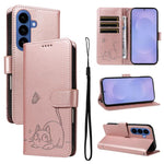 Adorabile custodia per telefono in pelle con motivo a rilievo di gatti., For Galaxy S26 FE 5G, For Galaxy S26+ 5G, For Galaxy S26 Edge 5G, For Galaxy S26 Ultra 5G
