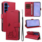 Adorabile custodia per telefono in pelle con motivo a rilievo di gatti., For Galaxy S26 FE 5G, For Galaxy S26+ 5G, For Galaxy S26 Edge 5G, For Galaxy S26 Ultra 5G