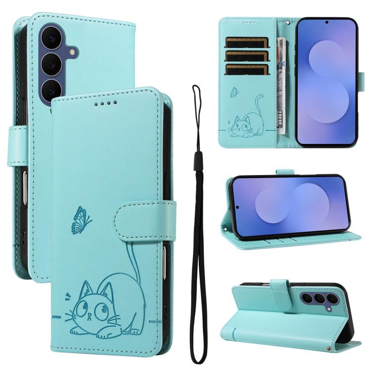 Adorabile custodia per telefono in pelle con motivo a rilievo di gatti., For Galaxy S26 FE 5G, For Galaxy S26+ 5G, For Galaxy S26 Edge 5G, For Galaxy S26 Ultra 5G