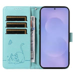 Adorabile custodia per telefono in pelle con motivo a rilievo di gatti., For Galaxy S26 FE 5G, For Galaxy S26+ 5G, For Galaxy S26 Edge 5G, For Galaxy S26 Ultra 5G
