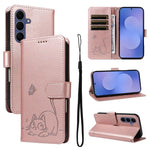Adorabile custodia per telefono in pelle con motivo a rilievo di gatti., For Galaxy S26 FE 5G, For Galaxy S26+ 5G, For Galaxy S26 Edge 5G, For Galaxy S26 Ultra 5G