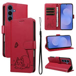 Adorabile custodia per telefono in pelle con motivo a rilievo di gatti., For Galaxy S26 FE 5G, For Galaxy S26+ 5G, For Galaxy S26 Edge 5G, For Galaxy S26 Ultra 5G