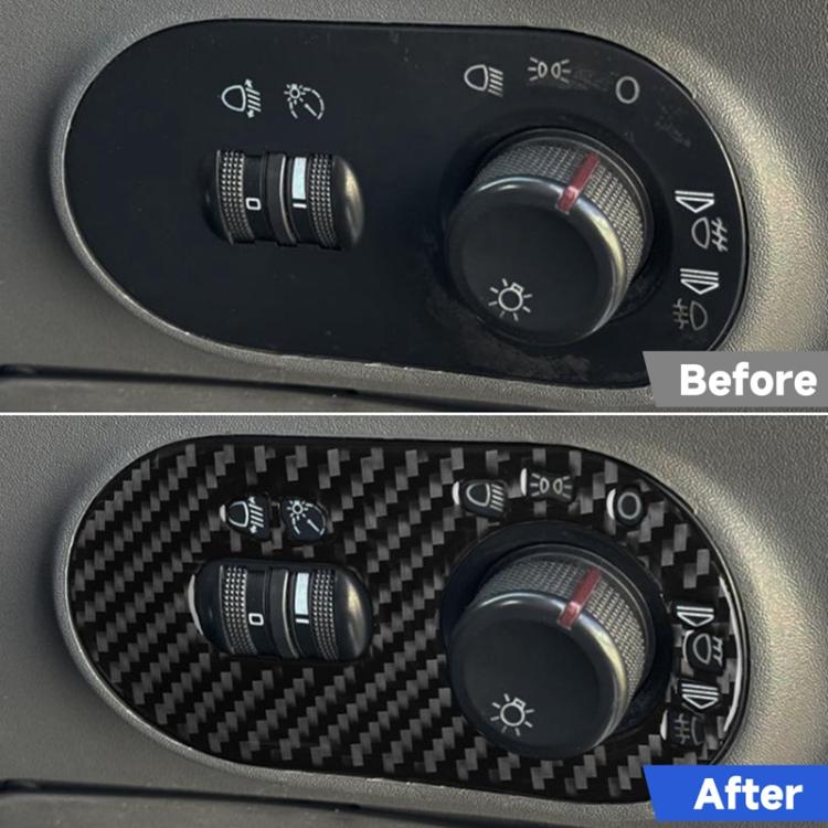 Adesivo decorativo in fibra di carbonio per interruttore fari auto per SEAT Ibiza 2003-2008, lato destro (lato guidatore)., Headlight Switch, Right Driver