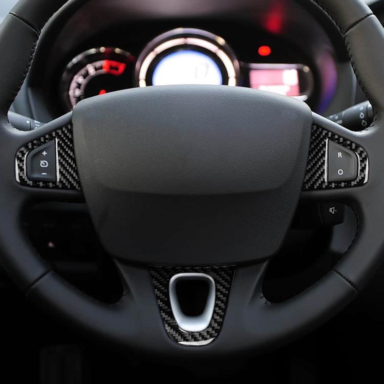 Set di 3 adesivi decorativi in fibra di carbonio per pulsanti del volante auto per Renault Fluence 2009-2017 / Megane 2008-2016, lato guidatore sinistro e destro., Steering Wheel Buttons