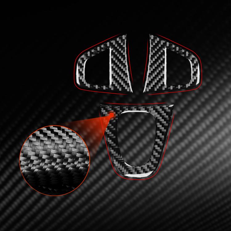 Set di 3 adesivi decorativi in fibra di carbonio per pulsanti del volante auto per Renault Fluence 2009-2017 / Megane 2008-2016, lato guidatore sinistro e destro., Steering Wheel Buttons