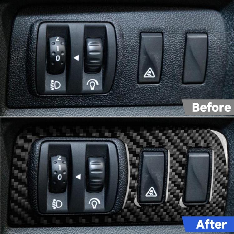 Cornice decorativa in fibra di carbonio per i pulsanti dei fari dell'auto, compatibile con Renault Fluence 2009-2017 / Megane 2008-2016, lato guidatore sinistro e destro., Headlight Button Frame