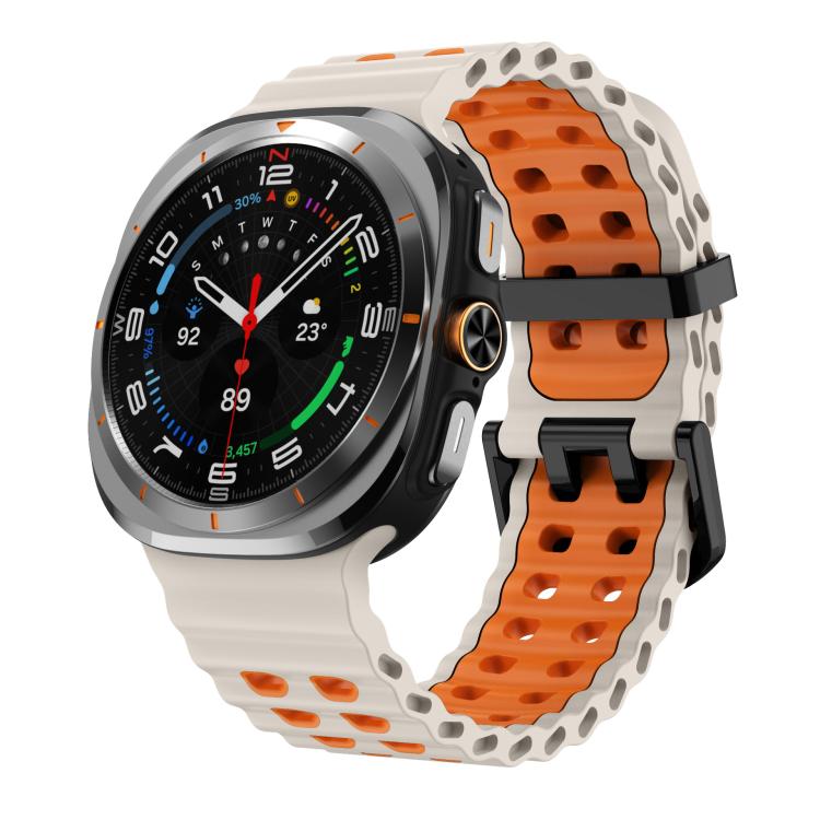 Cinturino per orologio in silicone xDfind con fibbia nera e doppia fila di fori, colore Ocean Two Color., For Samsung Galaxy Watch Ultra 47mm / Ultra 2025, For Samsung Galaxy Watch8 / 8 Classic