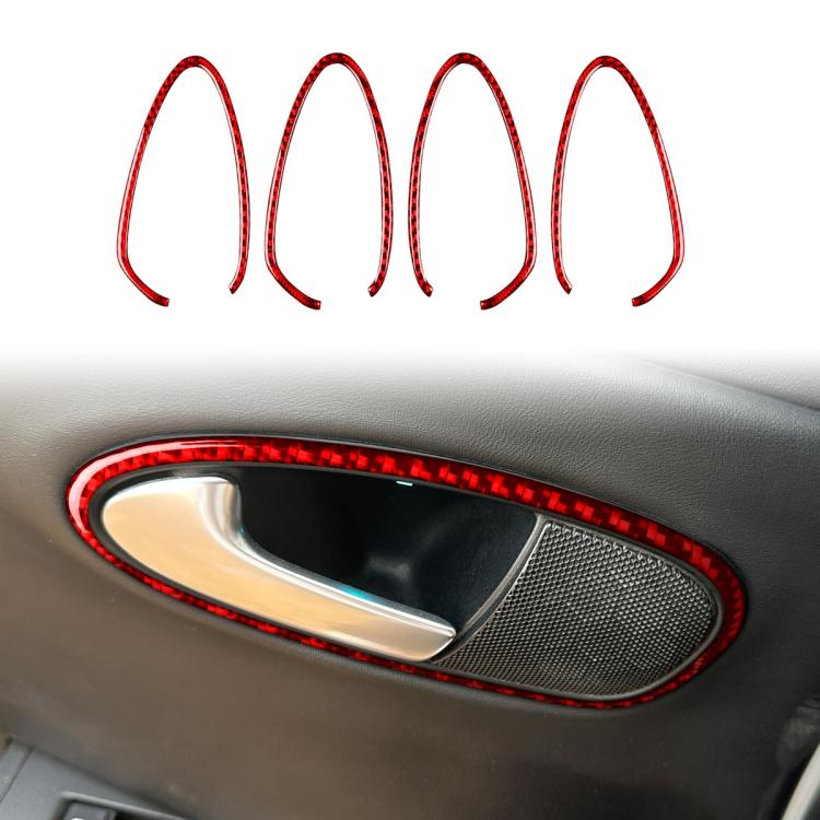 Set di 4 adesivi decorativi in fibra di carbonio per la maniglia interna della portiera dell'auto, per SEAT Leon 2005-2012, lato guidatore sinistro e destro., Inner Door Handle Panel