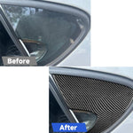Set di 2 adesivi decorativi triangolari in fibra di carbonio per lunotto posteriore dell'auto, per SEAT Leon 2005-2012, lato guidatore sinistro e destro., Rear Triangle Window