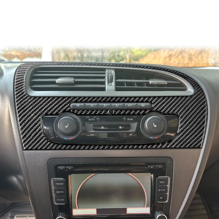 Adesivo decorativo in fibra di carbonio per pannello del climatizzatore della console centrale dell'auto per SEAT Leon 2005-2012, Center Console Air Conditioner Panel, Left Driver, Center Console Air Conditioner Panel, Right Driver