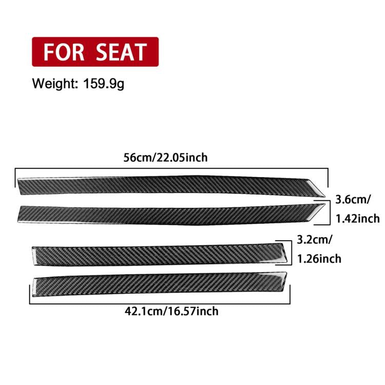 Set di 4 adesivi decorativi in fibra di carbonio per pannelli portiera auto SEAT Leon 2005-2012, lato guidatore sinistro e destro., Door Panel