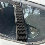 Set di 4 adesivi decorativi in fibra di carbonio per montante B auto, compatibili con SEAT Leon 2005-2012, con colla a goccia, lato guidatore sinistro e destro., B Pillar