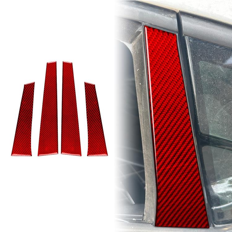 Set di 4 adesivi decorativi in fibra di carbonio per montante B auto, compatibili con SEAT Leon 2005-2012, con colla a goccia, lato guidatore sinistro e destro., B Pillar