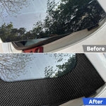 Set di 2 adesivi decorativi in fibra di carbonio per lunotto posteriore dell'auto, compatibili con SEAT Leon 2005-2012, stile foglio di carbonio, lato guidatore sinistro e destro., Rear Windshield