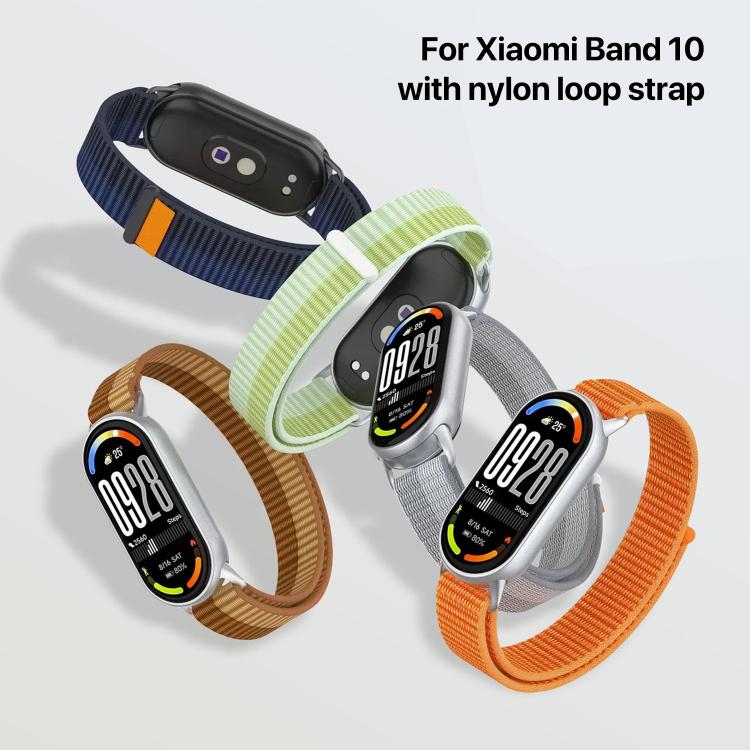 Cinturino per orologio xDfind con connettore in metallo e passante in nylon intrecciato., For Xiaomi Smart Band 10 / 9 / 8 / NFC