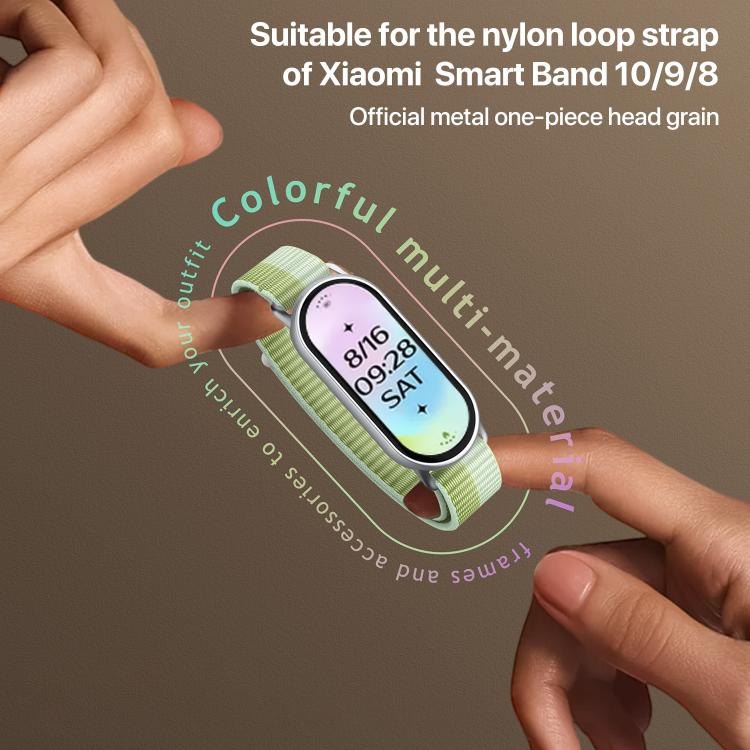 Cinturino per orologio xDfind con connettore in metallo e passante in nylon intrecciato., For Xiaomi Smart Band 10 / 9 / 8 / NFC