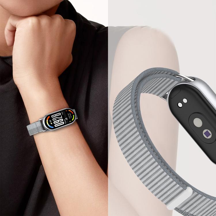 Cinturino per orologio xDfind con connettore in metallo e passante in nylon intrecciato., For Xiaomi Smart Band 10 / 9 / 8 / NFC