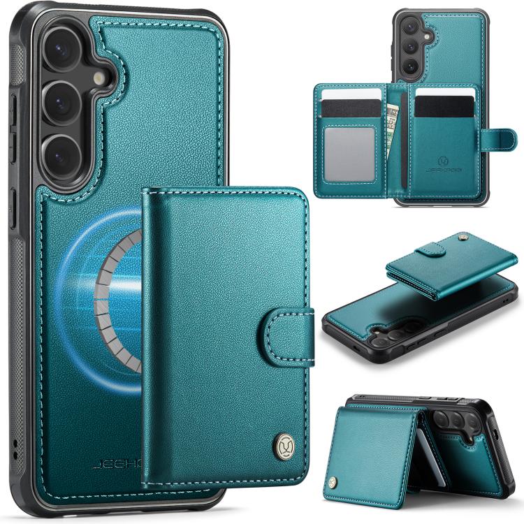 JEEHOOD J09 Portafoglio con fibbia, custodia per telefono in pelle con protezione magnetica MagSafe e RFID., For Samsung Galaxy S24 FE 5G, For Samsung Galaxy S24 Ultra 5G, For Samsung Galaxy S24+ 5G, For Samsung Galaxy S24 5G