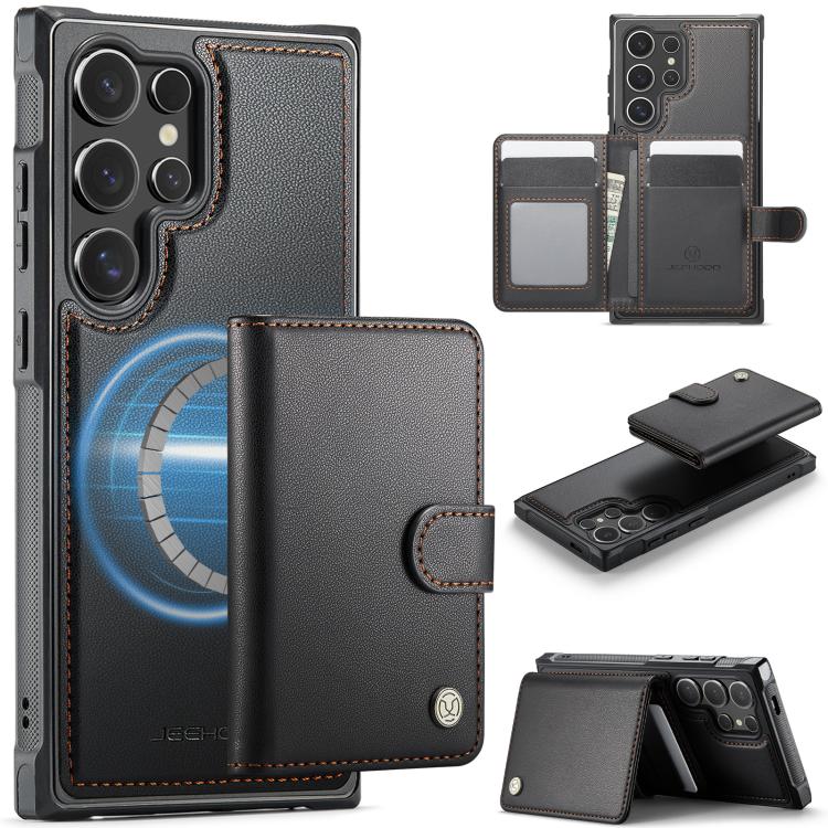 JEEHOOD J09 Portafoglio con fibbia, custodia per telefono in pelle con protezione magnetica MagSafe e RFID., For Samsung Galaxy S24 FE 5G, For Samsung Galaxy S24 Ultra 5G, For Samsung Galaxy S24+ 5G, For Samsung Galaxy S24 5G