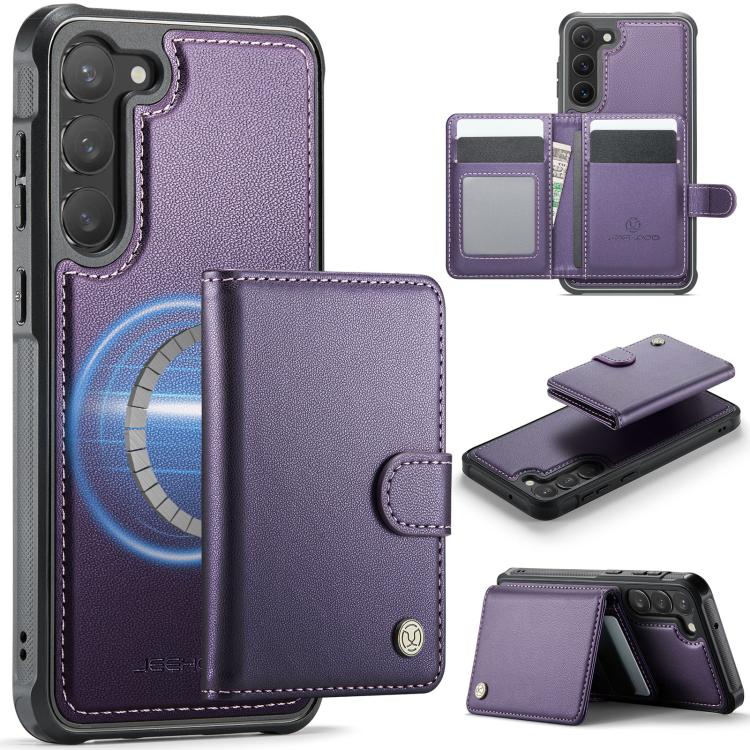 JEEHOOD J09 Portafoglio con fibbia, custodia per telefono in pelle con protezione magnetica MagSafe e RFID., For Samsung Galaxy S23 FE 5G, For Samsung Galaxy S23 Ultra 5G, For Samsung Galaxy S23+ 5G, For Samsung Galaxy S23 5G