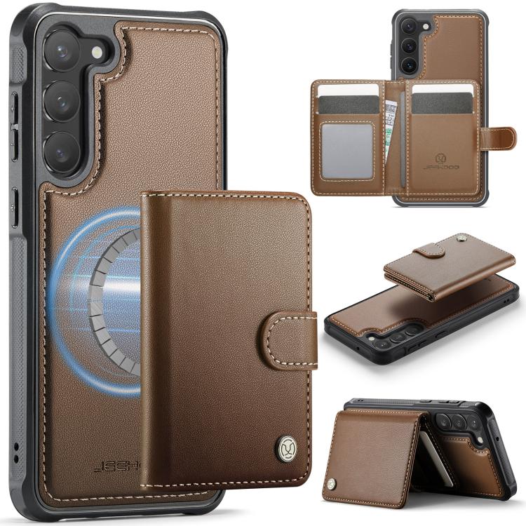 JEEHOOD J09 Portafoglio con fibbia, custodia per telefono in pelle con protezione magnetica MagSafe e RFID., For Samsung Galaxy S23 FE 5G, For Samsung Galaxy S23 Ultra 5G, For Samsung Galaxy S23+ 5G, For Samsung Galaxy S23 5G
