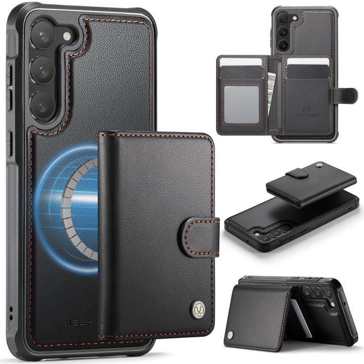 JEEHOOD J09 Portafoglio con fibbia, custodia per telefono in pelle con protezione magnetica MagSafe e RFID., For Samsung Galaxy S23 FE 5G, For Samsung Galaxy S23 Ultra 5G, For Samsung Galaxy S23+ 5G, For Samsung Galaxy S23 5G