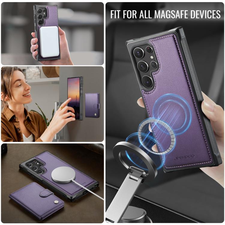 JEEHOOD J09 Portafoglio con fibbia, custodia per telefono in pelle con protezione magnetica MagSafe e RFID., For Samsung Galaxy S22 Ultra 5G, For Samsung Galaxy S22+ 5G, For Samsung Galaxy S22 5G, For Samsung Galaxy S21 FE 5G