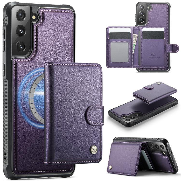 JEEHOOD J09 Portafoglio con fibbia, custodia per telefono in pelle con protezione magnetica MagSafe e RFID., For Samsung Galaxy S22 Ultra 5G, For Samsung Galaxy S22+ 5G, For Samsung Galaxy S22 5G, For Samsung Galaxy S21 FE 5G