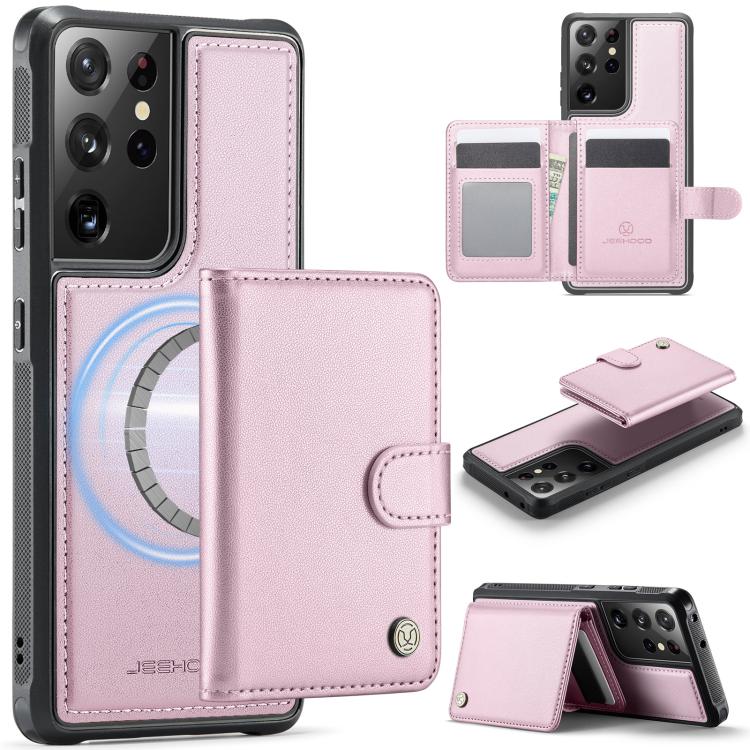 JEEHOOD J09 Portafoglio con fibbia, custodia per telefono in pelle con protezione magnetica MagSafe e RFID., For Samsung Galaxy S21 5G, For Samsung Galaxy S21+ 5G, For Samsung Galaxy S21 Ultra 5G, For Samsung Galaxy S20 FE