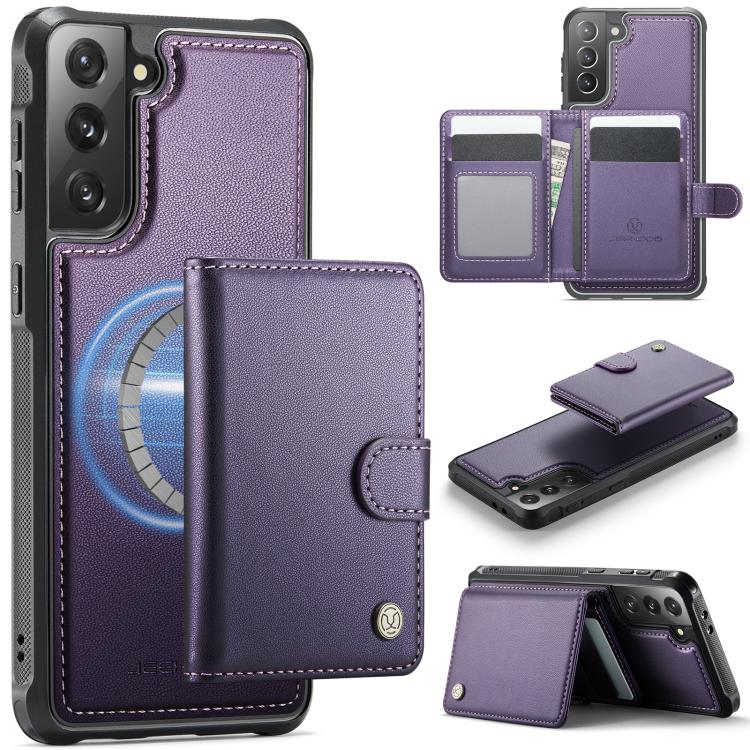 JEEHOOD J09 Portafoglio con fibbia, custodia per telefono in pelle con protezione magnetica MagSafe e RFID., For Samsung Galaxy S21 5G, For Samsung Galaxy S21+ 5G, For Samsung Galaxy S21 Ultra 5G, For Samsung Galaxy S20 FE