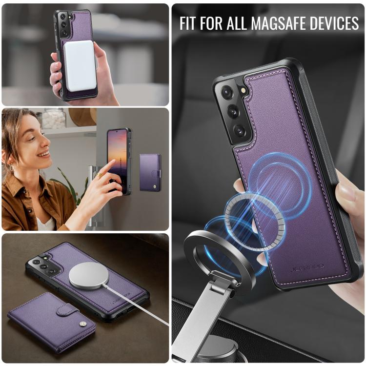 JEEHOOD J09 Portafoglio con fibbia, custodia per telefono in pelle con protezione magnetica MagSafe e RFID., For Samsung Galaxy S21 5G, For Samsung Galaxy S21+ 5G, For Samsung Galaxy S21 Ultra 5G, For Samsung Galaxy S20 FE