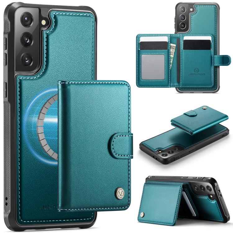 JEEHOOD J09 Portafoglio con fibbia, custodia per telefono in pelle con protezione magnetica MagSafe e RFID., For Samsung Galaxy S21 5G, For Samsung Galaxy S21+ 5G, For Samsung Galaxy S21 Ultra 5G, For Samsung Galaxy S20 FE