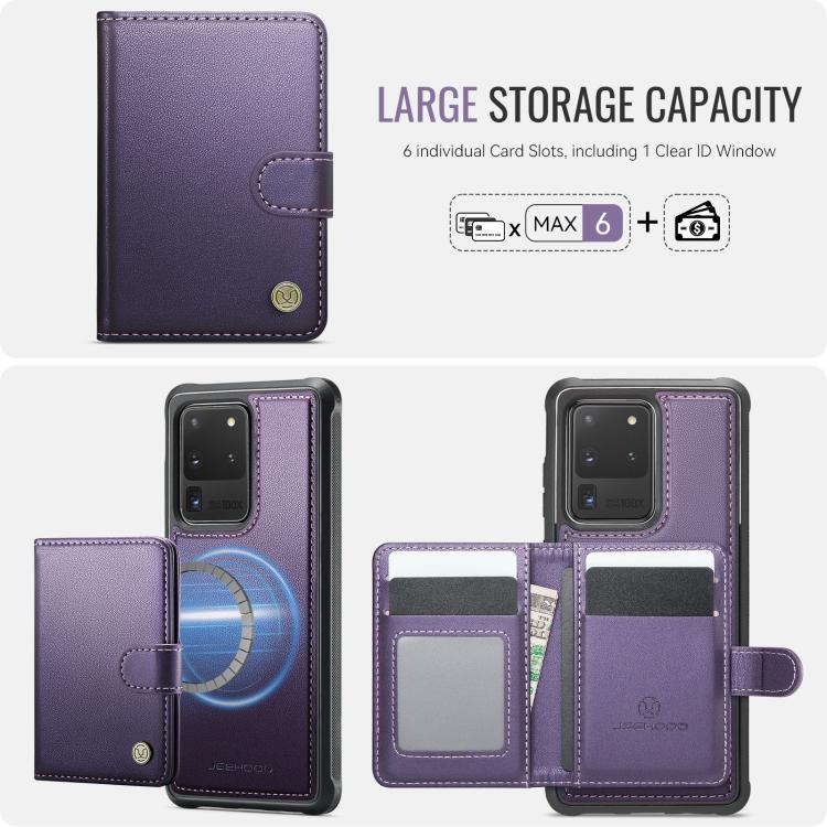 JEEHOOD J09 Portafoglio con fibbia, custodia per telefono in pelle con protezione magnetica MagSafe e RFID., For Samsung Galaxy S20 Ultra 5G, For Samsung Galaxy S20, For Samsung Galaxy S20+