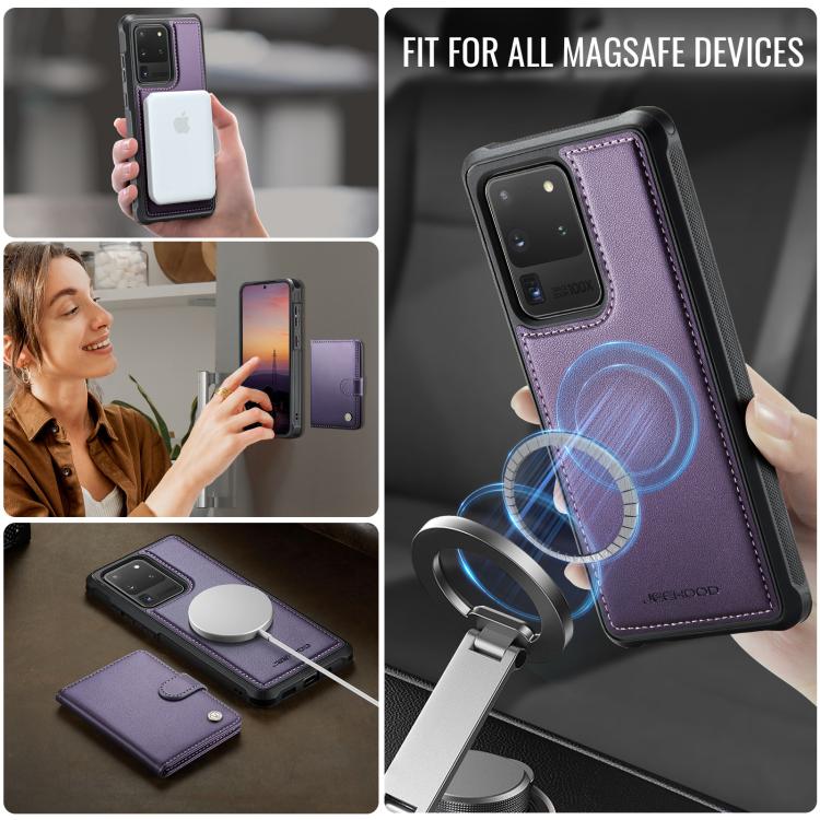 JEEHOOD J09 Portafoglio con fibbia, custodia per telefono in pelle con protezione magnetica MagSafe e RFID., For Samsung Galaxy S20 Ultra 5G, For Samsung Galaxy S20, For Samsung Galaxy S20+