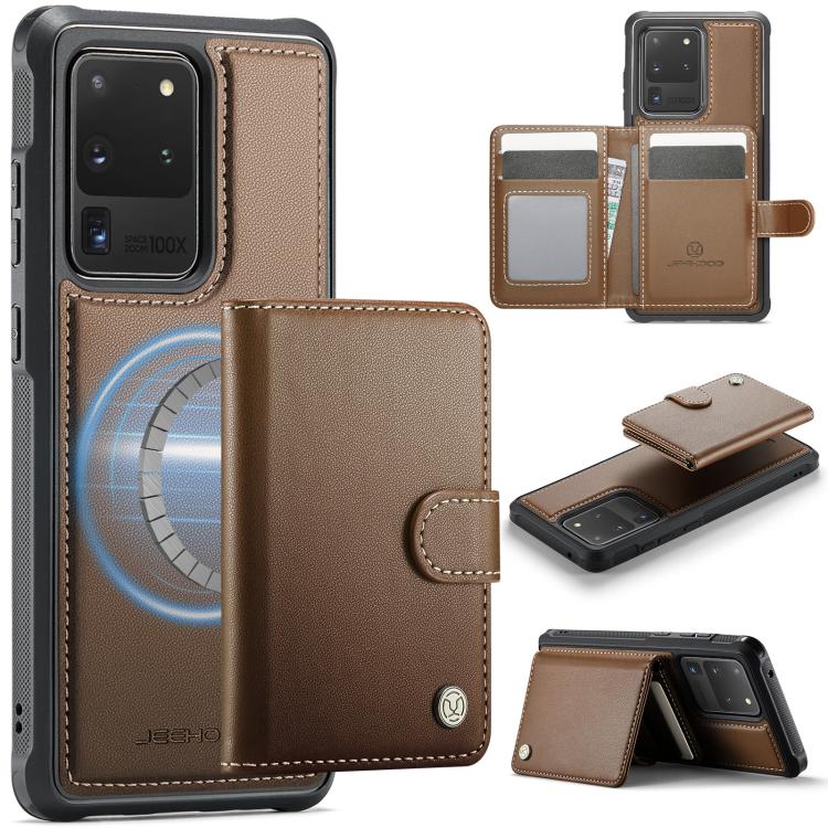 JEEHOOD J09 Portafoglio con fibbia, custodia per telefono in pelle con protezione magnetica MagSafe e RFID., For Samsung Galaxy S20 Ultra 5G, For Samsung Galaxy S20, For Samsung Galaxy S20+