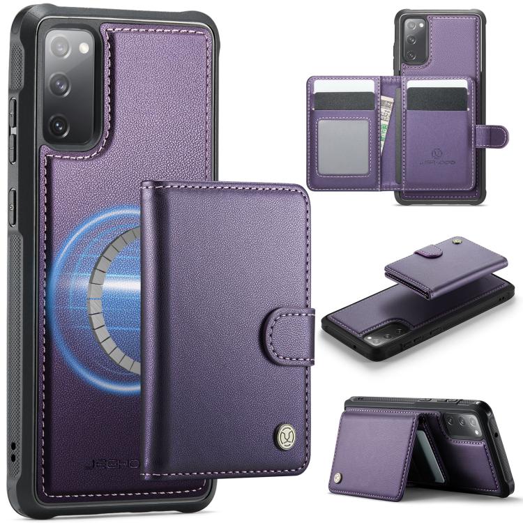JEEHOOD J09 Portafoglio con fibbia, custodia per telefono in pelle con protezione magnetica MagSafe e RFID., For Samsung Galaxy S21 5G, For Samsung Galaxy S21+ 5G, For Samsung Galaxy S21 Ultra 5G, For Samsung Galaxy S20 FE