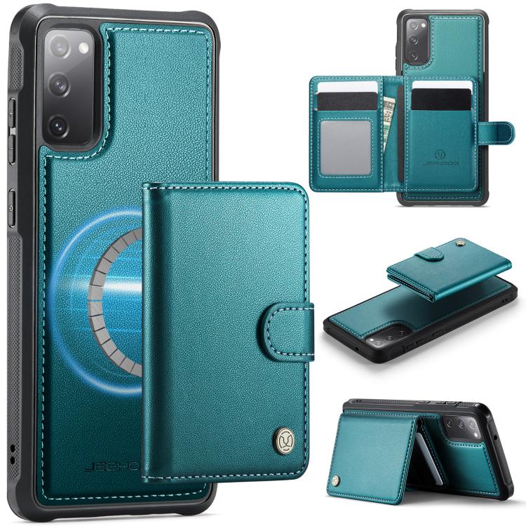 JEEHOOD J09 Portafoglio con fibbia, custodia per telefono in pelle con protezione magnetica MagSafe e RFID., For Samsung Galaxy S21 5G, For Samsung Galaxy S21+ 5G, For Samsung Galaxy S21 Ultra 5G, For Samsung Galaxy S20 FE