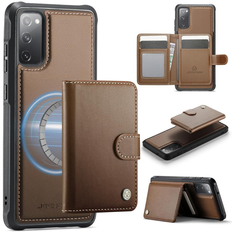 JEEHOOD J09 Portafoglio con fibbia, custodia per telefono in pelle con protezione magnetica MagSafe e RFID., For Samsung Galaxy S21 5G, For Samsung Galaxy S21+ 5G, For Samsung Galaxy S21 Ultra 5G, For Samsung Galaxy S20 FE