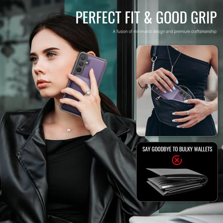 JEEHOOD J09 Portafoglio con fibbia, custodia per telefono in pelle con protezione magnetica MagSafe e RFID., For Galaxy S26 FE 5G, For Samsung Galaxy S26+ 5G, For Samsung Galaxy S26 Ultra 5G, For Samsung Galaxy S26 5G