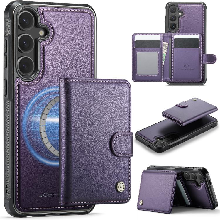 JEEHOOD J09 Portafoglio con fibbia, custodia per telefono in pelle con protezione magnetica MagSafe e RFID., For Galaxy S25 FE 5G, For Samsung Galaxy S25 5G, For Samsung Galaxy S25+ 5G, For Samsung Galaxy S25 Ultra 5G