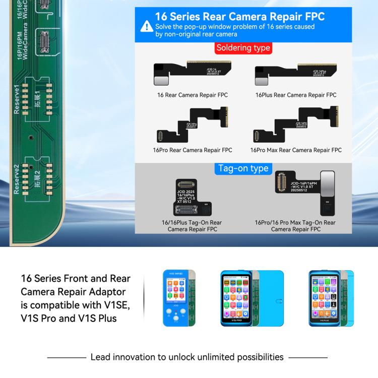 Adattatore di riparazione per fotocamera anteriore/posteriore JC, For iPhone 16 Series Repair Adaptor