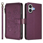 Portafoglio multi-carta con cerniera e motivo farfalla, amore e fiore, custodia per telefono in pelle, For iPhone 17, For iPhone Air, For iPhone 16 Pro Max